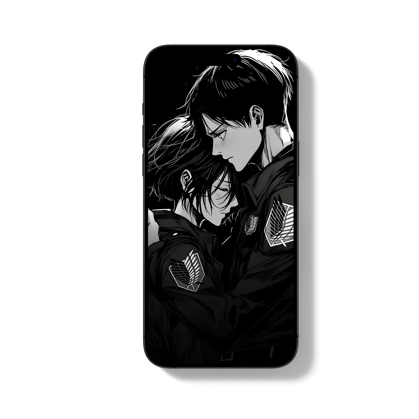 Levi & Mikasa Emotional Black & White HD Wallpaper